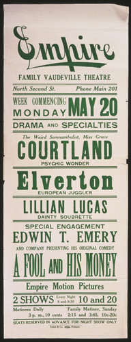 Empire Theater flier [ca. 1900]