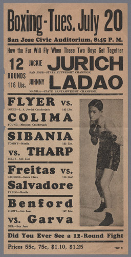 Jackie Jurich vs. Johnny Ladao Boxing Match, ca. 1935