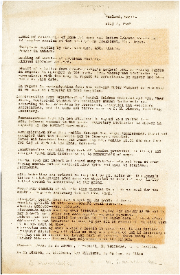 Meeting minutes of the Home for Aged and Infirm Colored People of California