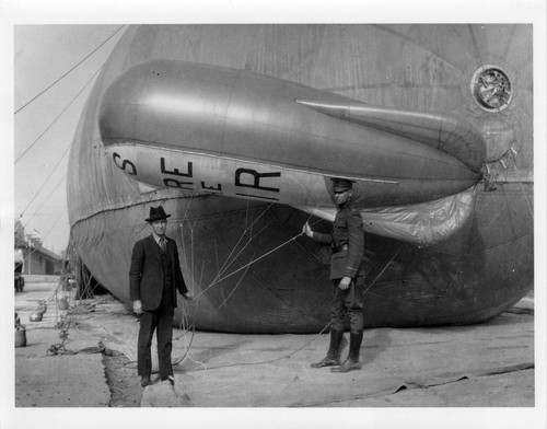 Roy Knabenshue, Builder of Observation Balloons and Commanding Officer C.P. Kane, Display Model of Balloon at Ross Field, U.S. Army Balloon School