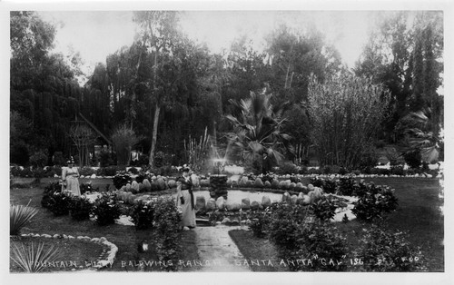 Fountain and Ladies at Lucky Baldwin's Ranch