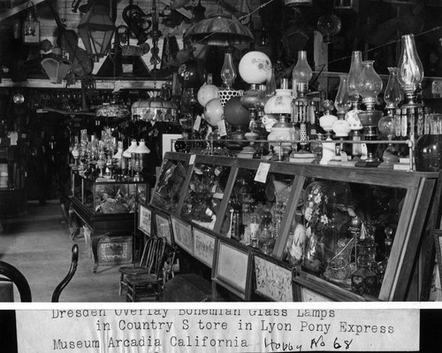 William Parker Lyon Pony Express Museum--Dresden Overlay Bohemian Glass Lamps