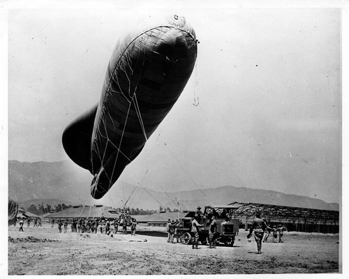 Ross Field, U.S. Army Balloon School, Large Balloon Being Held by Men