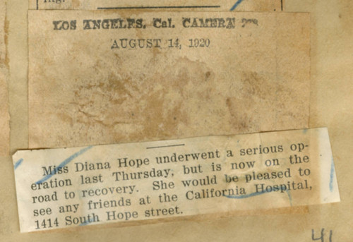 Diana Hope recovering