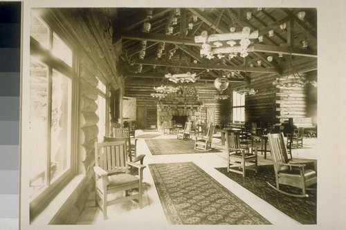 [Lobby, unidentified lodge. Monterey County.]