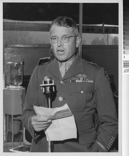 Photograph of General Merrill at the Rodger Young Village dedication (2)