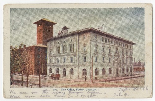 Postcard of the Pueblo, Colorado post office