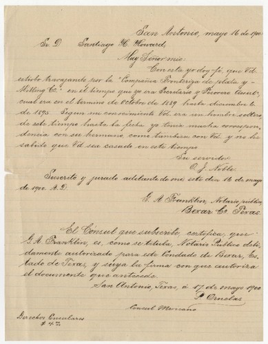 Letter from O. J. Noble to James Howard