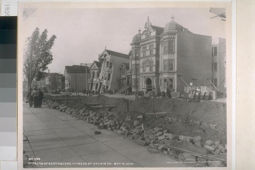 Effects of earthquake, Howard St. near 19th [i.e. Nineteenth]. May 15, 1906. [Photograph by Turrill & Miller.]