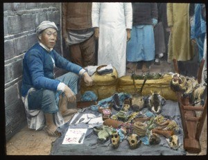 Man vending medicinal animal parts, China, ca.1917-1923