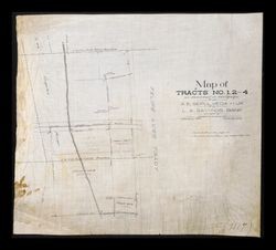 Map of tracts no. 1, 2, and 4 from A. E. Sepulveda to Los Angeles Savings Bank, January 1893