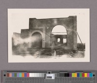 Adobe walls of the bank after the fire. Winter of 1903. When Peter Hoverly was ill in a rooming house
