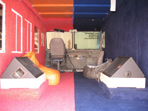 Some Kindly Monster: truck interior with speakers