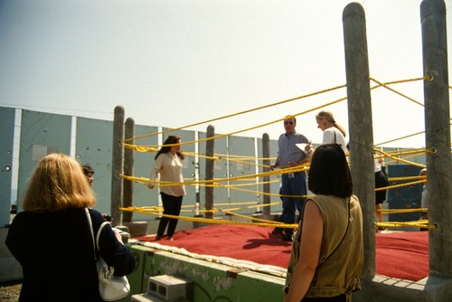 Untitled Depot: visitors inside and outside bed spring "ring"