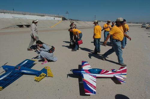 Aerial Bridge: model planes and pilots