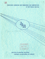 Grievance Handling and Preparing for Arbitration in the Public Sector, Prepared under the Supervision of John A. Spitz. Institute of Industrial Relations, University of California, Los Angeles