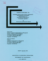 Working Paper Series - No. 258, Economic Regulation, Social Insurance and Minimum Standards, Revised Chapter 16 of Human Resource Management: An Economic Approach, by David Lewin and Daniel J.B. Mitchell, Draft: September 1993