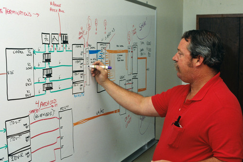 Man writing on a whiteboard