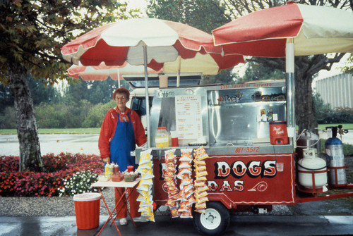 The hot dog stand on campus