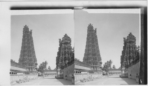 India. Inconceivable Elaboration and Splendor of Madura’s Hindu Temple, two of its nine Pagados