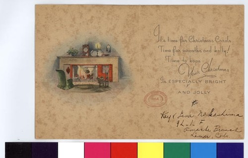 Christmas card to Arthur and Estelle Ishigo