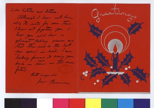 Christmas card to Arthur and Estelle Ishigo