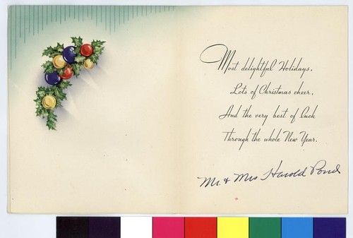 Christmas card to Estelle Ishigo