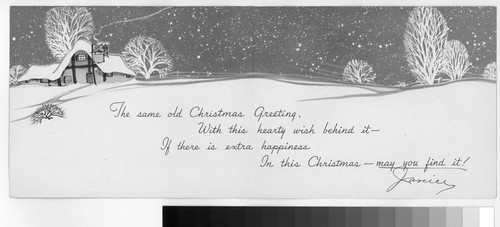 Christmas card to Arthur and Estelle Ishigo