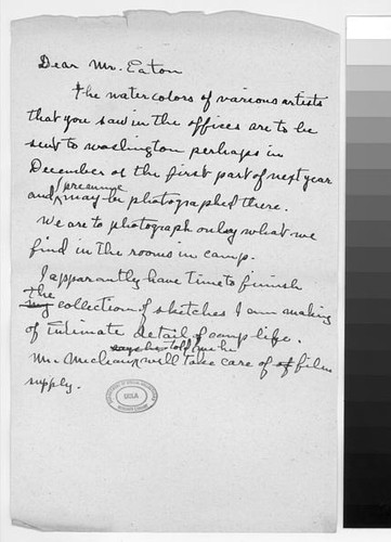 Draft letter, 1945 October 5 to Mr. Eaton