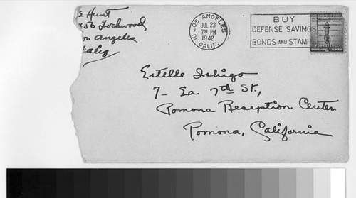 Letter, 1942 July 23, Los Angeles, Calif. to Estelle Ishigo, Pomona Reception Center, Pomona, Calif