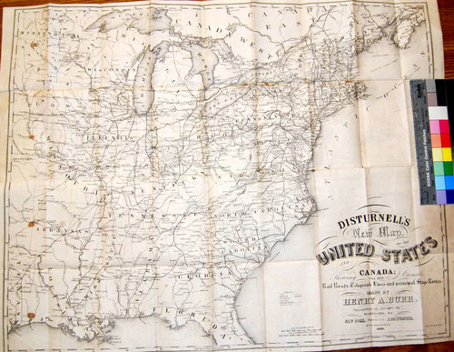 Disturnell's new map of the United States and Canada : Showing all the canals, rail roads, telegraph lines and principal stage routes / Drawn by Henry A. Burr, topographer to the Post Office Dept. Washington, D.C