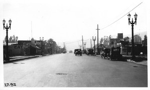 From center line of Los Feliz Boulevard at Gardena Avenue looking south at S.P. crossing, Los Angeles County, 1927