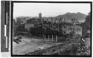 Fire damage to Benedictine seminary, Tokwon, Korea, ca. 1920-1940