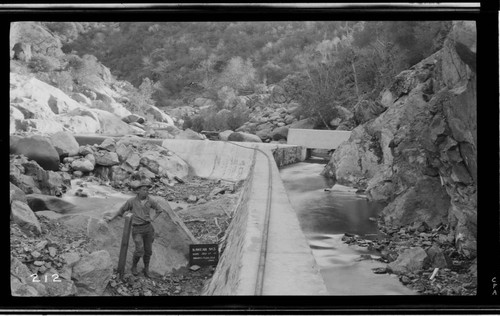 A construction worker at the site of the Middle Fork Dam at Kaweah #3 Hydro Plant