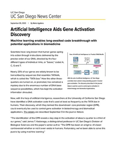 Artificial Intelligence Aids Gene Activation Discovery