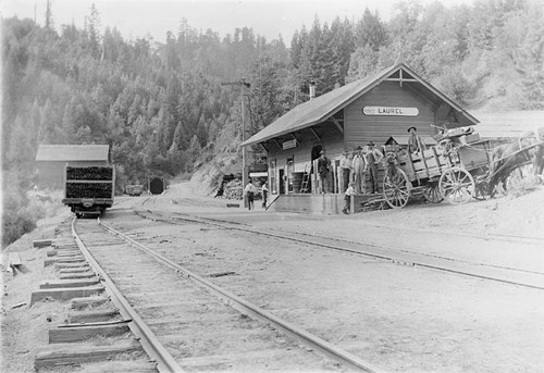 South Pacific Coast Railroad depot at Laurel in the Santa Cruz Mountains