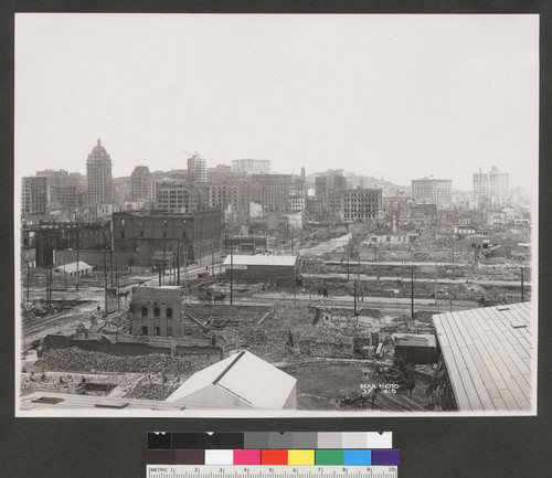 [South of Market district, looking northwest from Rincon Hill. Second St., lower left to center.]