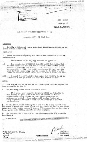SAS Brigade operation instruction no. 32, Operation GAFF to kill or kidnap Field Marshal Rommel