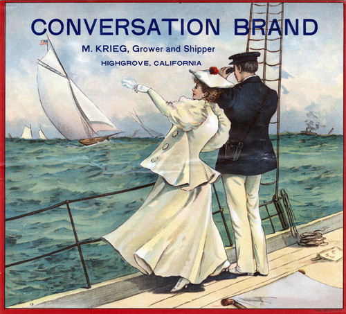 Crate label, "Conversation Brand." M. Krief, Grower and shipper. Highgrove, Calif