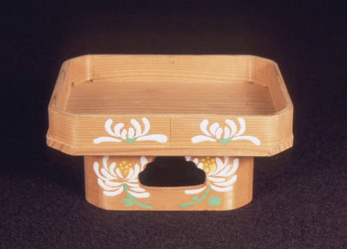 Wooden tray with painted with white flowers for Boy's Day set