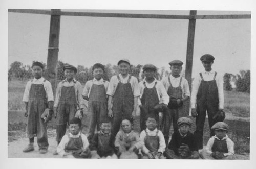 Young boys "sandlot" baseball team