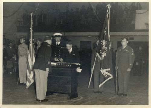 Veteran at institution ceremony and installation of officers of the Sacramento Nisei VFW Post No. 8985