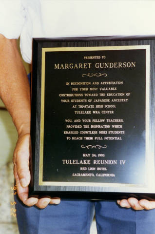 Plaque for Margaret Gunderson