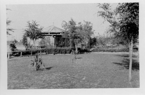 Building in Japanese garden at Poston Relocation center