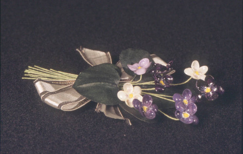 Violet shell corsage pin