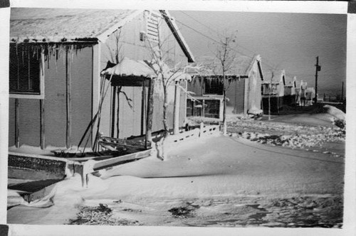 Barracks covered with snow at Granada Relocation Center