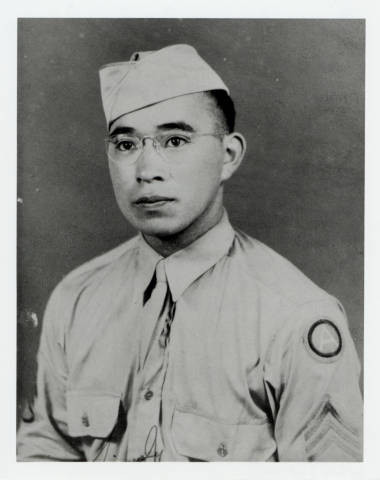 Portrait of Sgt. Masa Sakamoto in military uniform