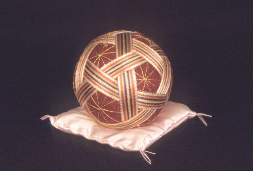 Large temari thread ball with multi-colored bands