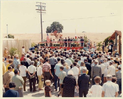 Dedication ceremony for the site of the Wakamatsu Tea and Silk Farm Colony historical landmark plaque