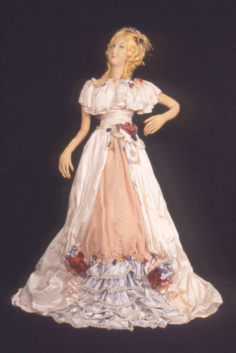 Caucasian doll dressed in southern belle dress